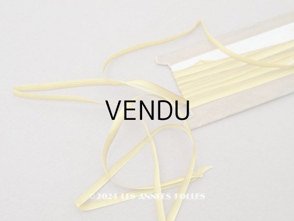 画像1: アンティーク リボン刺繍 & ロココトリム用 シルク製 リボン 3.1m 3mm幅 イエロー&ゴールド (1)