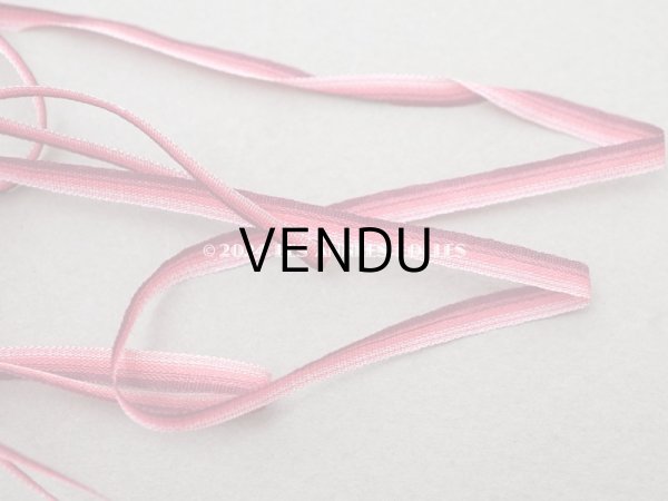 画像3: アンティーク リボン刺繍 & ロココトリム用 シルク製 リボン 1.8m 3mm幅 ピンク&ボルドー (3)