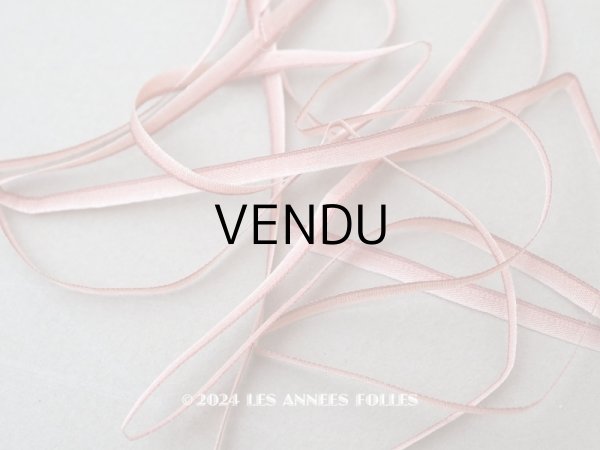 画像1: アンティーク リボン刺繍 & ロココトリム用 シルク製 リボン 1.2m 3mm幅 ピンクオレンジ＆えんじ色 (1)