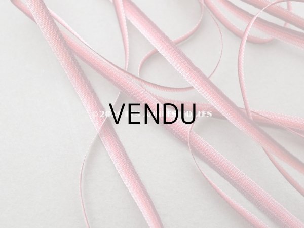 画像2: アンティーク リボン刺繍 & ロココトリム用 シルク製 リボン 1.8m 3mm幅 ピンク&ボルドー (2)