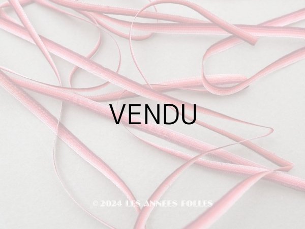 画像1: アンティーク リボン刺繍 & ロココトリム用 シルク製 リボン 1.8m 3mm幅 ピンク&ボルドー (1)