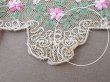 画像5: 1930年頃 アンティーク レース ピンクの花の刺繍入り 95cm (5)