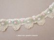 画像1: 1930年頃 アンティーク レース ピンクの花の刺繍入り 95cm (1)