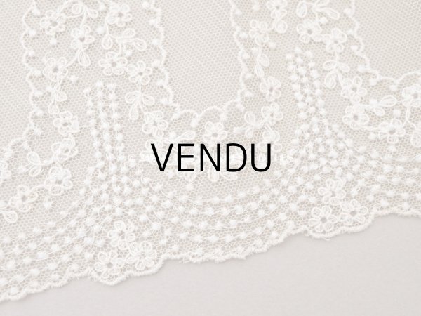 画像4: アンティーク 花の刺繍入り 幅広レース ベーシュ 幅9.7cm (4)