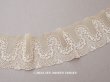 画像1: アンティーク 花の刺繍入り 幅広レース ベーシュ 幅9.7cm (1)