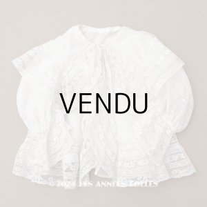 画像: 1900年頃 アンティーク ドール&ベビー用 袖付きケープ ドット刺繍のコットンファブリック＆レース 裏地付き