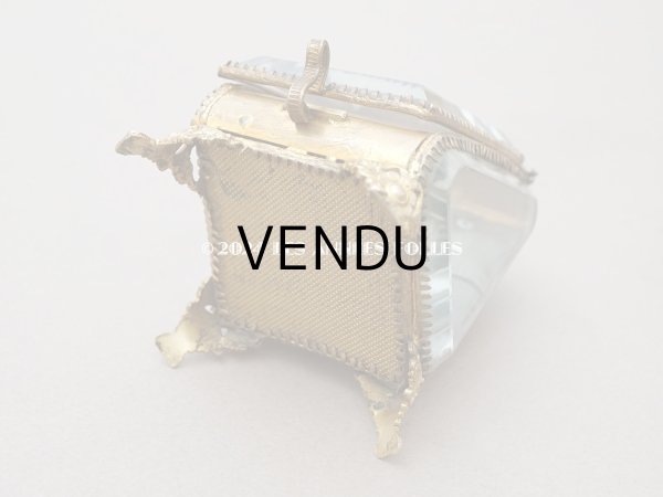 画像14: アンティーク 懐中時計 & ジュエリーボックス スモーキーブルーグリーンのシルク製クッション (14)