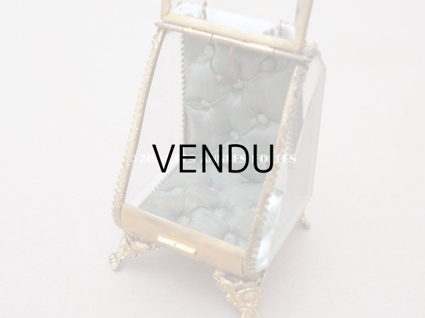 画像10: アンティーク 懐中時計 & ジュエリーボックス スモーキーブルーグリーンのシルク製クッション (10)