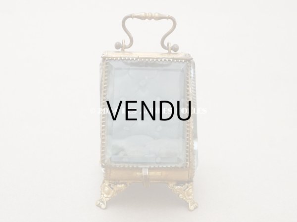 画像3: アンティーク 懐中時計 & ジュエリーボックス スモーキーブルーグリーンのシルク製クッション (3)