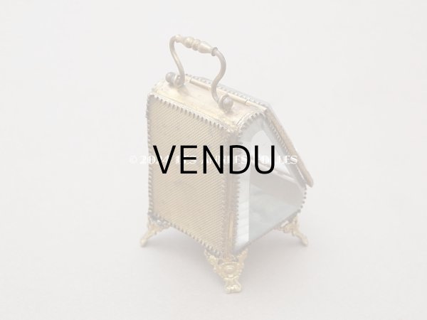 画像4: アンティーク 懐中時計 & ジュエリーボックス スモーキーブルーグリーンのシルク製クッション (4)