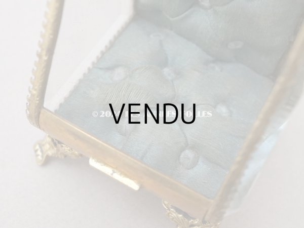 画像13: アンティーク 懐中時計 & ジュエリーボックス スモーキーブルーグリーンのシルク製クッション (13)