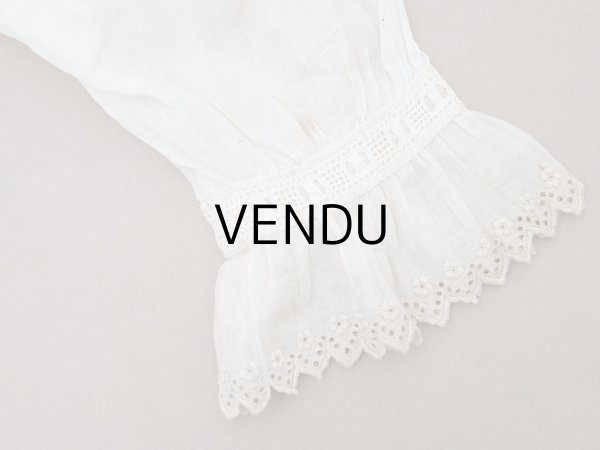 画像20: ＊蚤の市＊アンティーク ドール＆ベビー用 花刺繍のブラウス ホワイトワーク&レース (20)