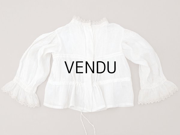 画像15: ＊蚤の市＊アンティーク ドール＆ベビー用 花刺繍のブラウス ホワイトワーク&レース (15)
