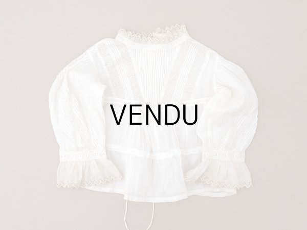 画像2: ＊蚤の市＊アンティーク ドール＆ベビー用 花刺繍のブラウス ホワイトワーク&レース (2)