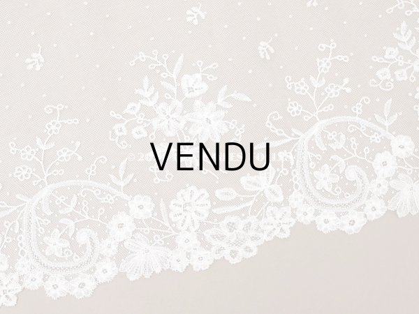 画像3: 19世紀末 アンティーク 幅広34cm アプリカシオン・アングルテール 3.05m 草花のブーケ＆ガーランド オフホワイト ボビンレース (3)
