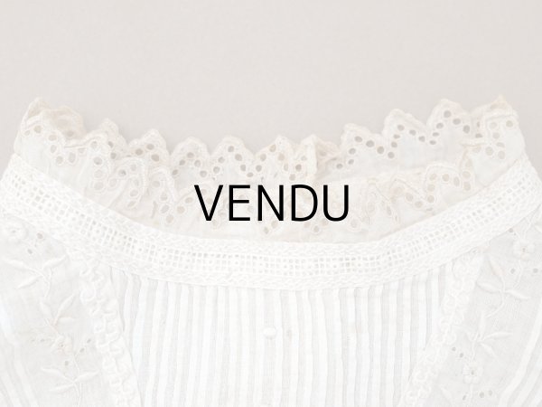 画像3: ＊蚤の市＊アンティーク ドール＆ベビー用 花刺繍のブラウス ホワイトワーク&レース (3)