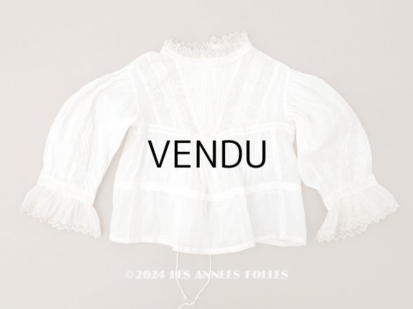 画像1: ＊蚤の市＊アンティーク ドール＆ベビー用 花刺繍のブラウス ホワイトワーク&レース (1)