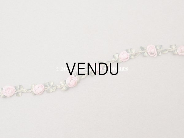 画像3: アンティーク シルク製 ロココトリム ピンクの薔薇 ロココリボン  (3)