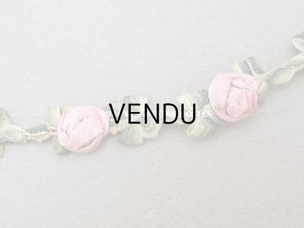 画像2: アンティーク シルク製 ロココトリム ピンクの薔薇 ロココリボン  (2)