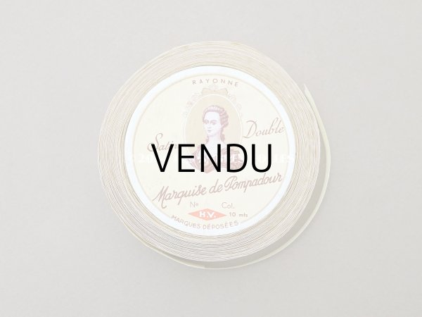画像4: アンティーク サテンリボン レモン色  ポンパドール婦人 7.2m MARQUISE DE POMPADOUR - H.V. - (4)