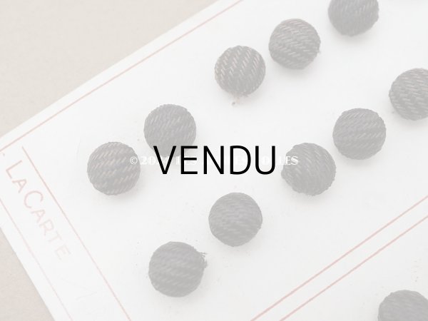 画像5: アンティーク 8mm 黒＆ブラウンのストライプ シルク製 くるみボタン 12ピースのセット (5)