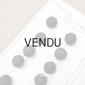 画像: アンティーク 8mm 黒＆ブラウンのストライプ シルク製 くるみボタン 12ピースのセット