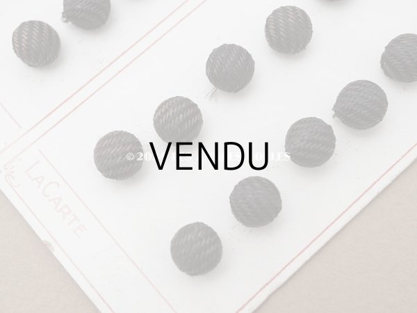 画像9: アンティーク 8mm 黒＆ブラウンのストライプ シルク製 くるみボタン 12ピースのセット (9)