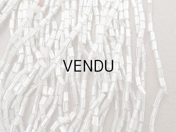 画像4: アンティーク シードビーズ ライン入り クリア＆シルバー ガラス製  (4)