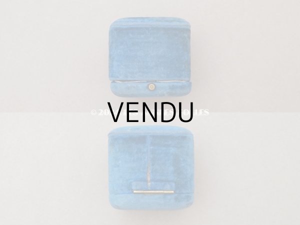 画像4: 19世紀 アンティーク リングボックス ブルーのベルベット ジュエリーボックス  (4)