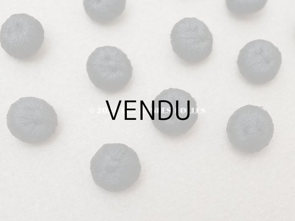 画像2: アンティーク シルク製 くるみボタン 9.5mm 黒 6ピースのセット  (2)
