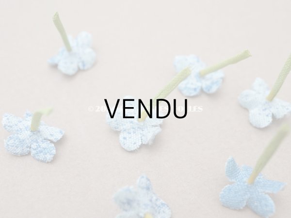 画像6: アンティーク 勿忘草 ベルベットの布花  ブルー 9ピースのセット 約15mm (6)
