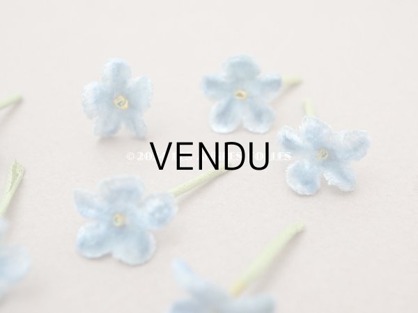 画像3: アンティーク 勿忘草 ベルベットの布花  ブルー 9ピースのセット 約15mm (3)