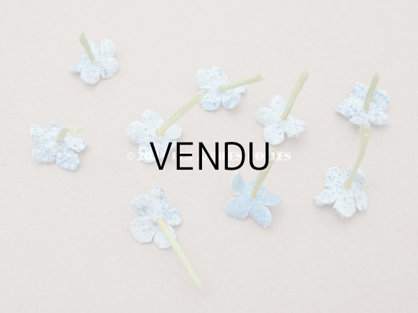 画像5: アンティーク 勿忘草 ベルベットの布花  ブルー 9ピースのセット 約15mm (5)
