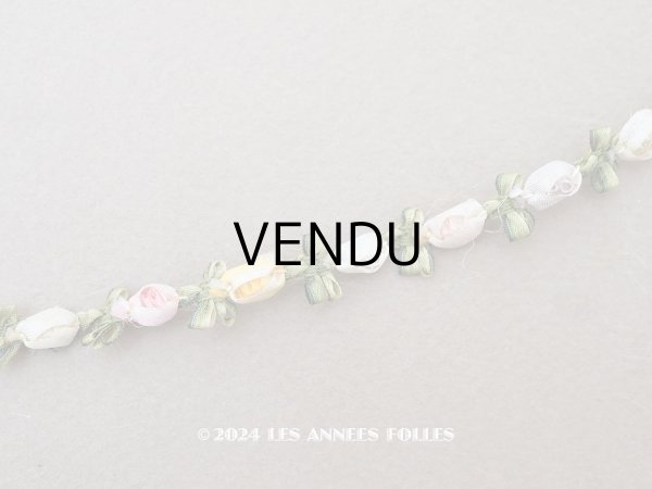 画像2: アンティーク シルク製 6色の薔薇のロココトリム 60cm パウダーカラー ロココリボン  (2)