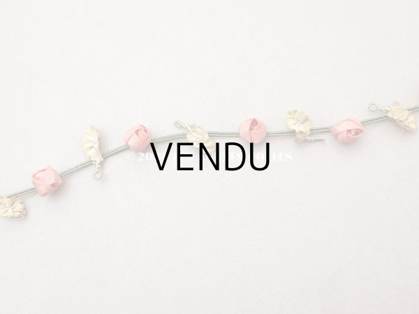 画像2: ＊蚤の市＊アンティーク シルク製 薔薇のロココトリム 70cm オールドローズ ロココリボン  (2)