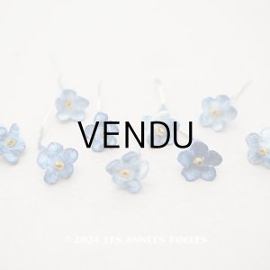 画像: アンティーク 勿忘草 ベルベットの布花  ブルー 9ピースのセット 12mm