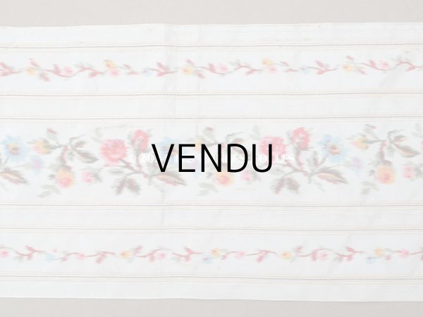 画像4: 19世紀 アンティーク シルク製 幅広リボン ほぐし織り ピンクの薔薇 1.5m 幅16.2cm (4)