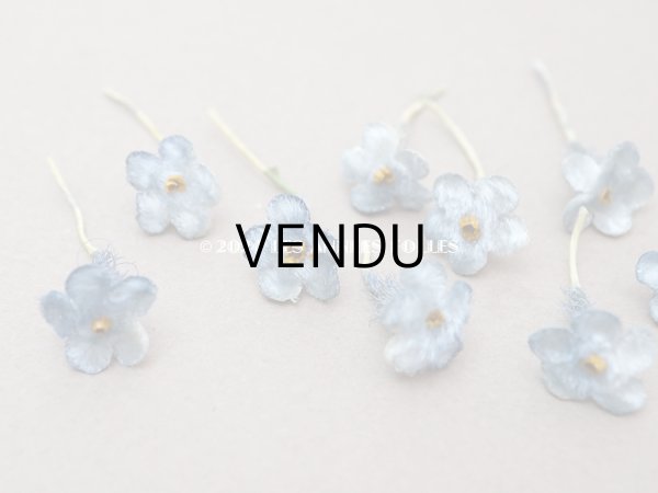 画像2: アンティーク 勿忘草 ベルベットの布花  スモーキーブルー 9ピースのセット 12mm (2)