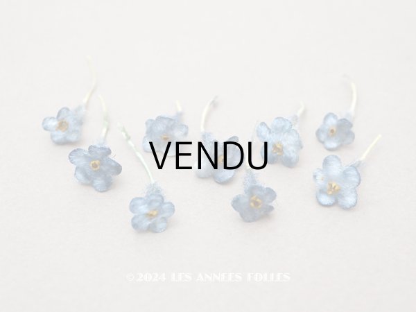 画像1: ＊蚤の市＊アンティーク 勿忘草 ベルベットの布花  ブルー 9ピースのセット 8mm&12mm (1)