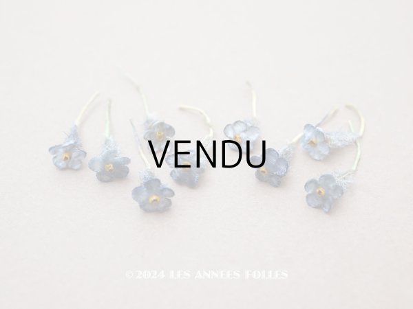 画像1: アンティーク 勿忘草 ベルベットの布花  ブルー 10ピースのセット 8mm (1)