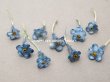 画像2: アンティーク 勿忘草 ベルベットの布花  ブルー 9ピースのセット 8mm&12mm (2)