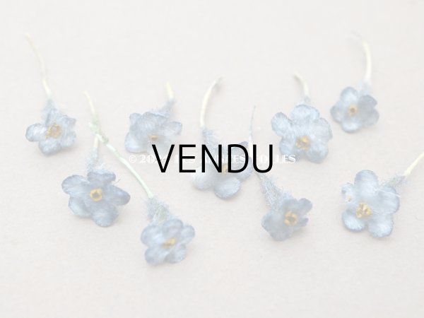 画像2: ＊蚤の市＊アンティーク 勿忘草 ベルベットの布花  ブルー 9ピースのセット 8mm&12mm (2)