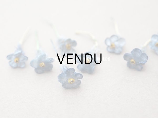 画像2: アンティーク 勿忘草 ベルベットの布花  ブルー 10ピースのセット 8mm (2)