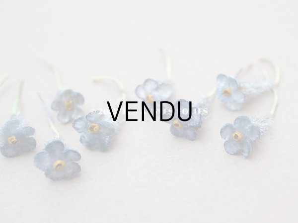 画像3: アンティーク 勿忘草 ベルベットの布花  ブルー 10ピースのセット 8mm (3)