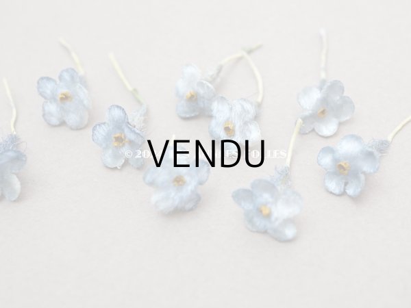 画像3: アンティーク 勿忘草 ベルベットの布花  スモーキーブルー 9ピースのセット 12mm (3)