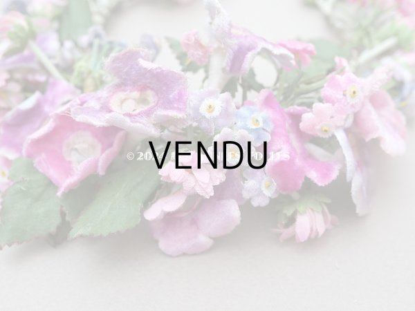 画像7: アンティーク ヴェールガールのティアラ ベルベットの布花 花冠 (7)