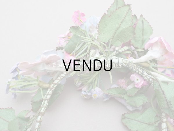 画像12: アンティーク ヴェールガールのティアラ ベルベットの布花 花冠 (12)