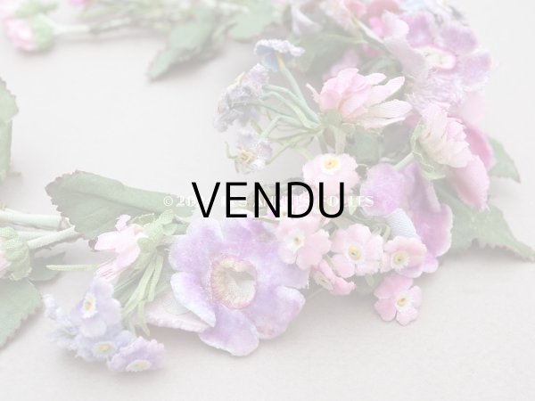 画像8: アンティーク ヴェールガールのティアラ ベルベットの布花 花冠 (8)