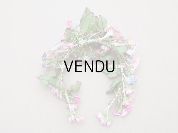 画像11: アンティーク ヴェールガールのティアラ ベルベットの布花 花冠 (11)