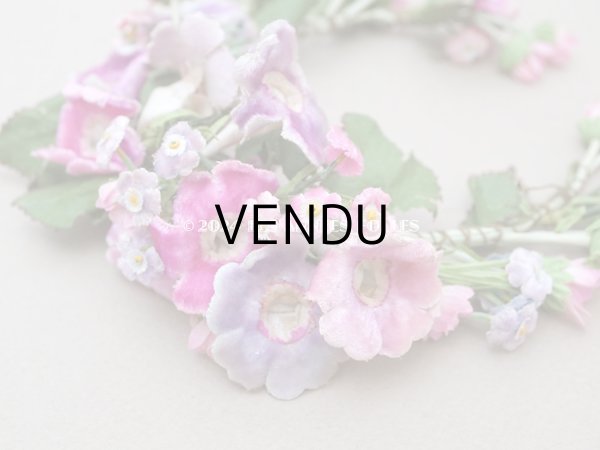 画像6: アンティーク ヴェールガールのティアラ ベルベットの布花 花冠 (6)